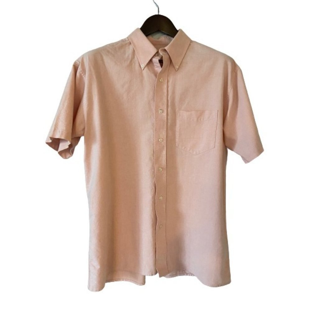 Togo Men's Salmon Button Down Shirt 100% Cotton Size M